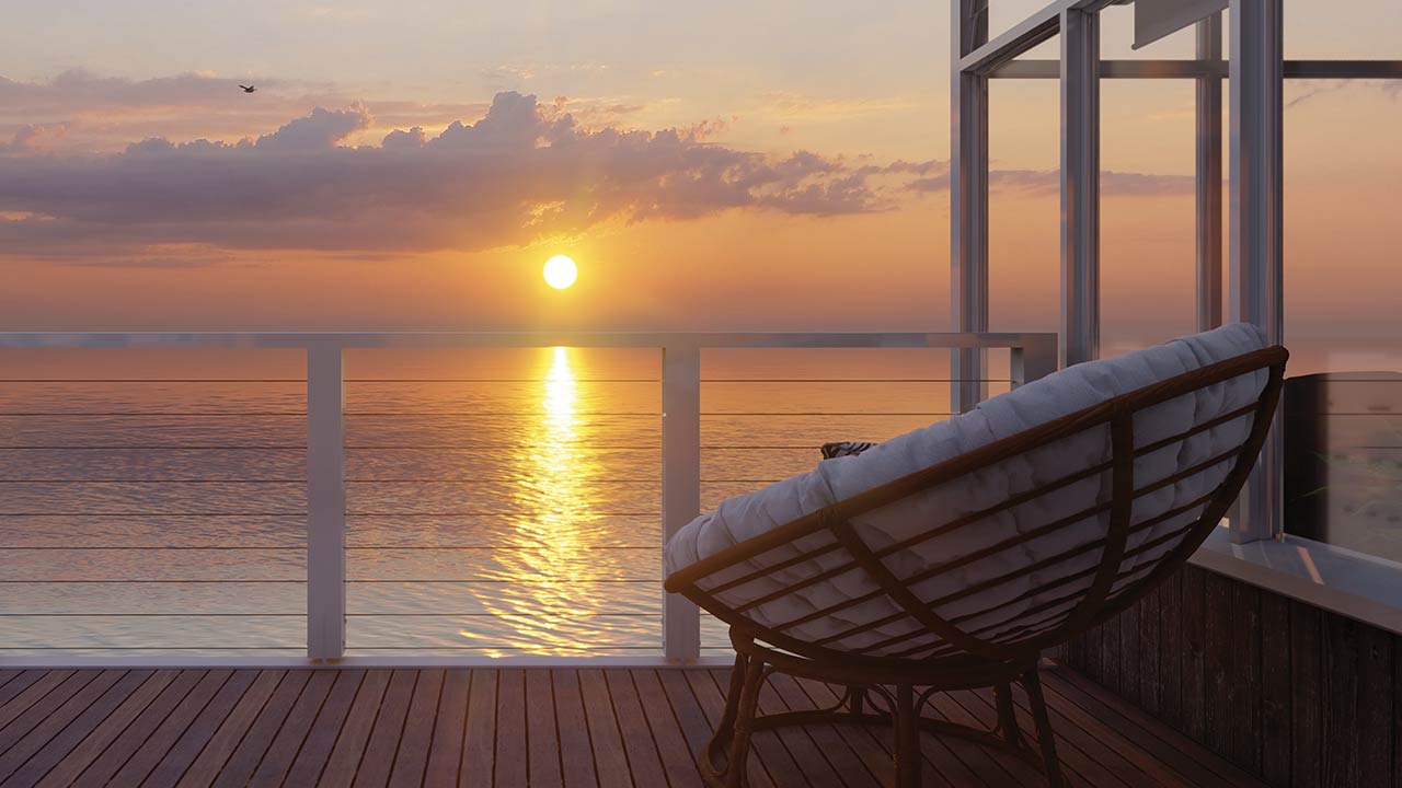 Sunset from waterfront balcony